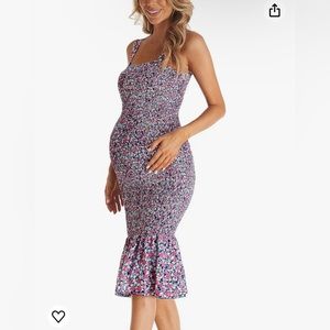Summer Floral Midi Tank Maternity Dress